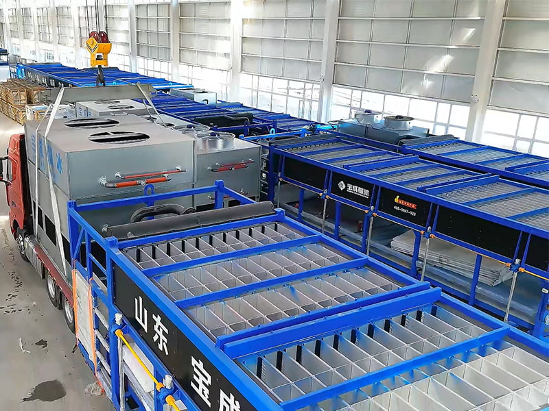 Nos bastidores: a logística de precisão do transporte de 4 máquinas de gelo em bloco de 20 toneladas.